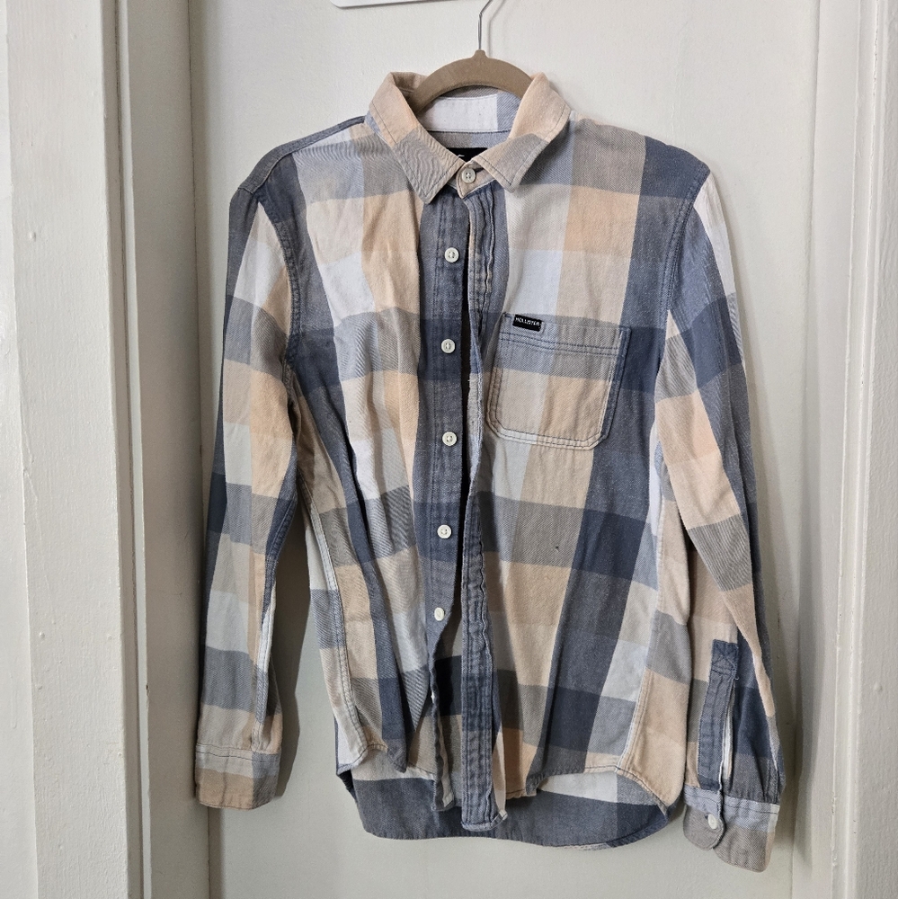 Blue and Tan Gingham Hollister Flannel